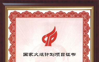 國家火炬計(jì)劃項(xiàng)目證書（2008）